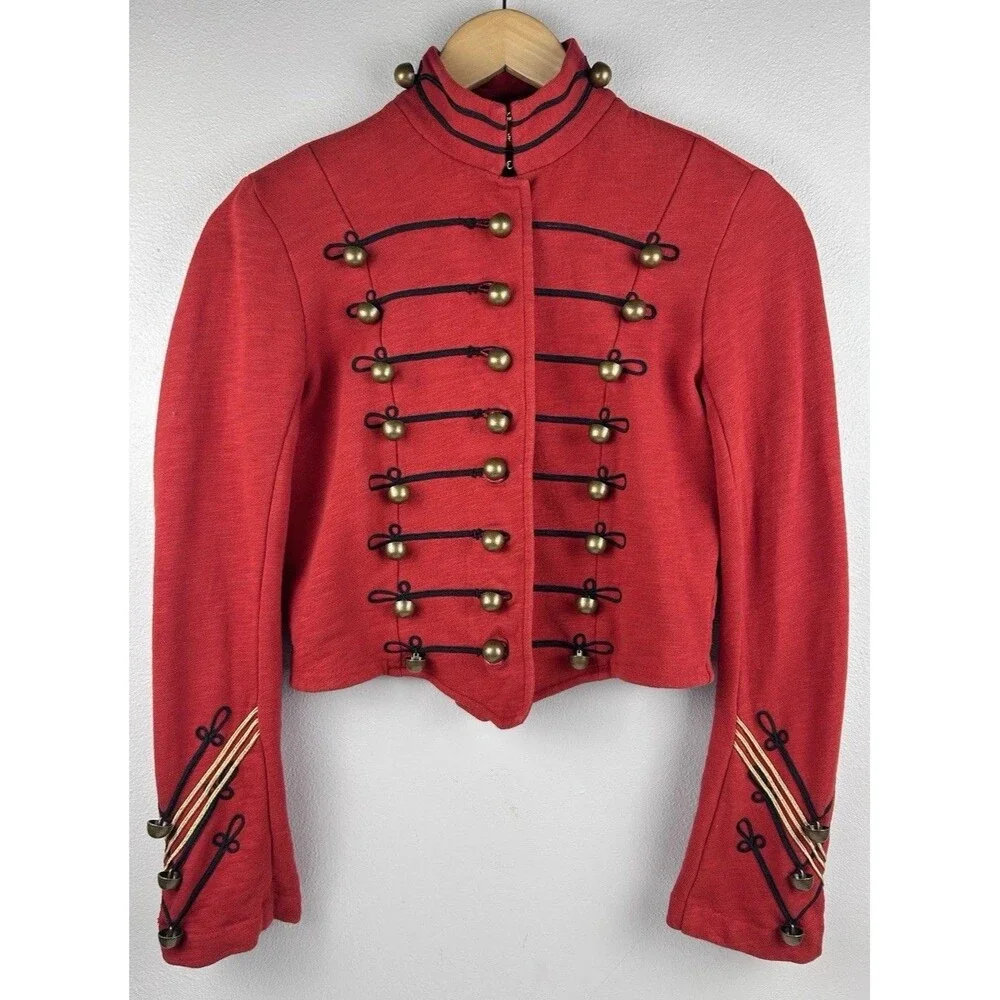 VTG Denim Supply Ralph Lauren Military Army Cropped Slim Band Jacket Size M Red - Picture 4 of 10